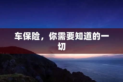 车保险，你需要知道的一切