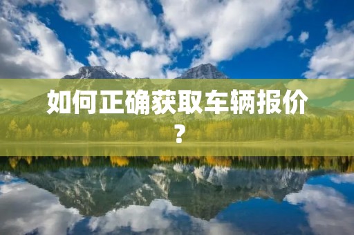 如何正确获取车辆报价? 如何正确获取车辆报价?