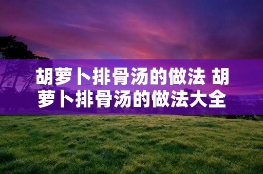 胡萝卜排骨汤的做法 胡萝卜排骨汤的做法大全