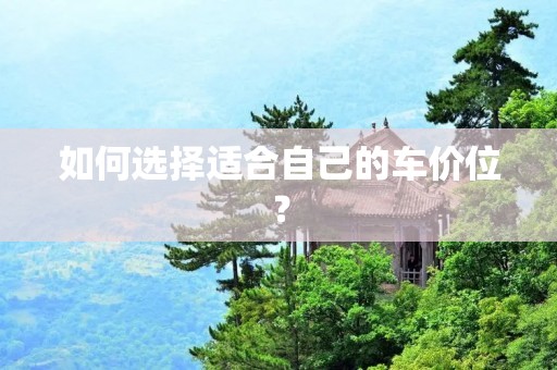 如何选择适合自己的车价位? 如何选择适合自己的车价位?