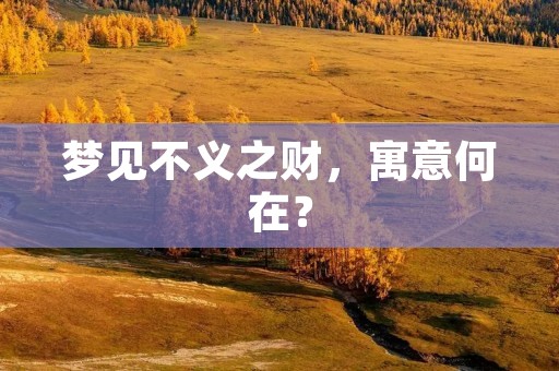 梦见不义之财，寓意何在？