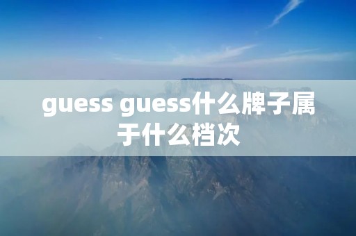 guess guess什么牌子属于什么档次