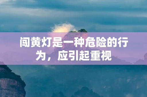 闯黄灯是一种危险的行为，应引起重视
