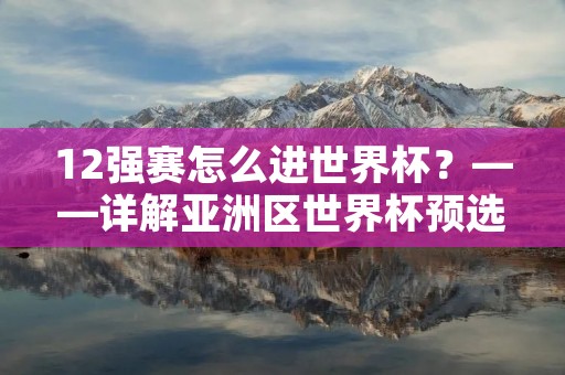 12强赛怎么进世界杯？——详解亚洲区世界杯预选赛资格赛制