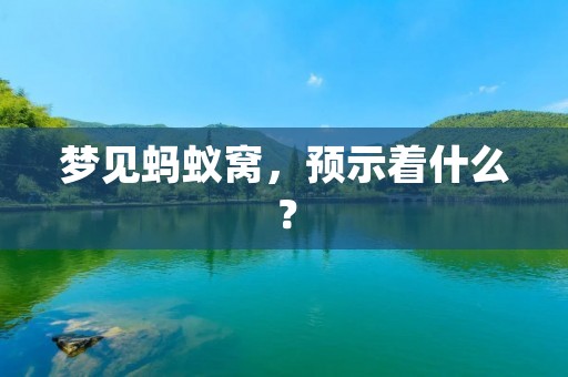 梦见蚂蚁窝，预示着什么？