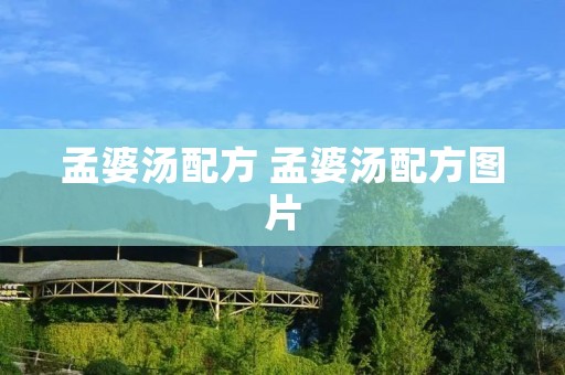 孟婆汤配方 孟婆汤配方图片