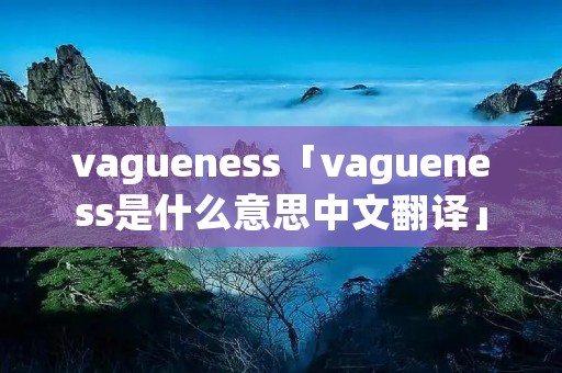 vagueness「vagueness是什么意思中文翻译」 vagueness「vagueness是什么意思中文翻译」