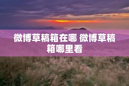 微博草稿箱在哪 微博草稿箱哪里看 微博草稿箱在哪 微博草稿箱哪里看