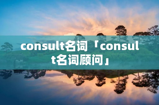 consult名词「consult名词顾问」
