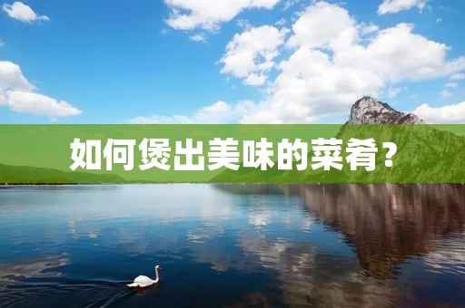 如何煲出美味的菜肴？