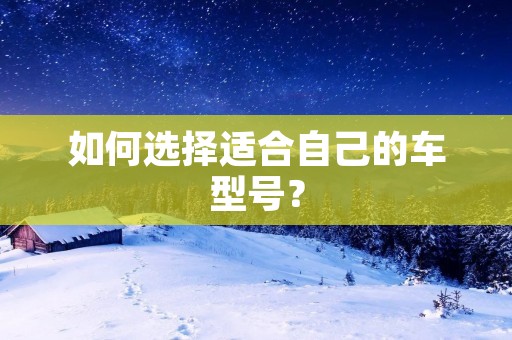 如何选择适合自己的车型号？