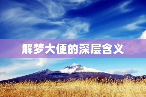 解梦大便的深层含义