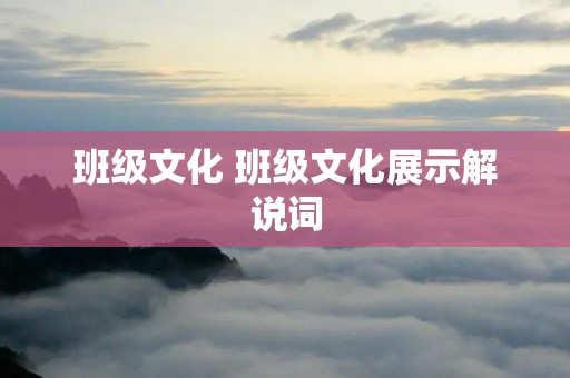 班级文化 班级文化展示解说词
