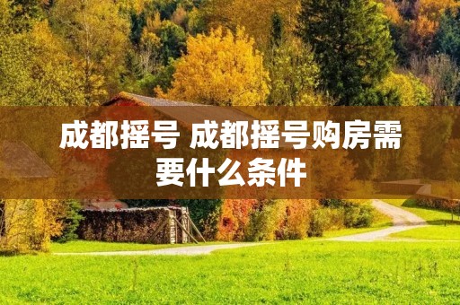 成都摇号 成都摇号购房需要什么条件