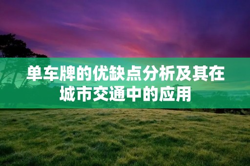 单车牌的优缺点分析及其在城市交通中的应用 单车牌的优缺点分析及其在城市交通中的应用