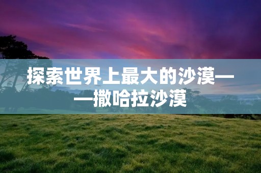 探索世界上最大的沙漠——撒哈拉沙漠