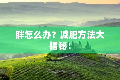 胖怎么办?减肥方法大揭秘! 胖怎么办?减肥方法大揭秘!