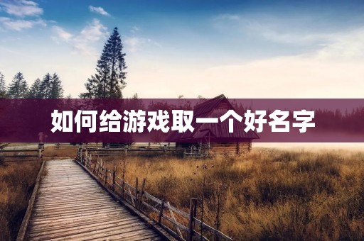如何给游戏取一个好名字