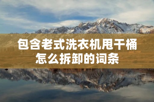 包含老式洗衣机甩干桶怎么拆卸的词条