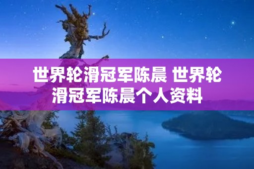世界轮滑冠军陈晨 世界轮滑冠军陈晨个人资料 世界轮滑冠军陈晨 世界轮滑冠军陈晨个人资料