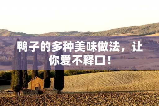 鸭子的多种美味做法,让你爱不释口! 鸭子的多种美味做法,让你爱不释口!