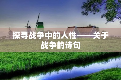 探寻战争中的人性——关于战争的诗句