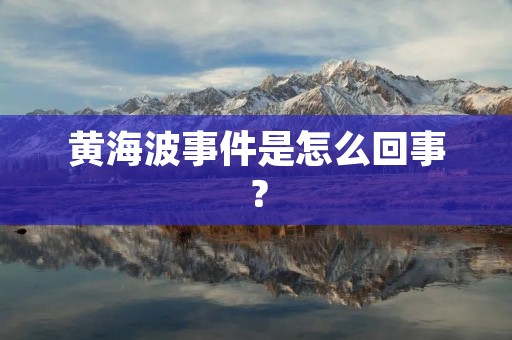 黄海波事件是怎么回事? 黄海波事件是怎么回事?