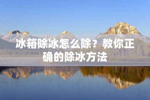 冰箱除冰怎么除？教你正确的除冰方法