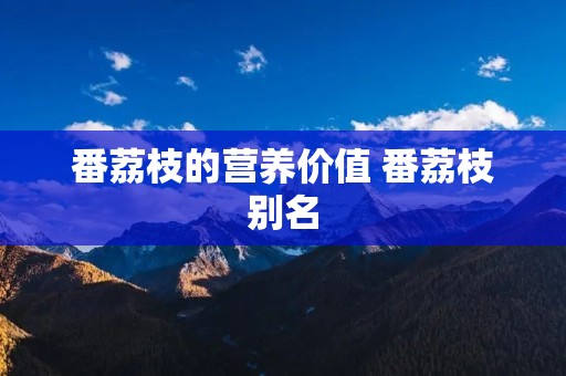 番荔枝的营养价值 番荔枝别名 番荔枝的营养价值 番荔枝别名