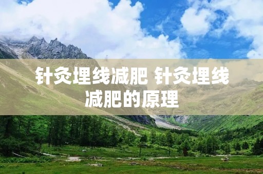 针灸埋线减肥 针灸埋线减肥的原理