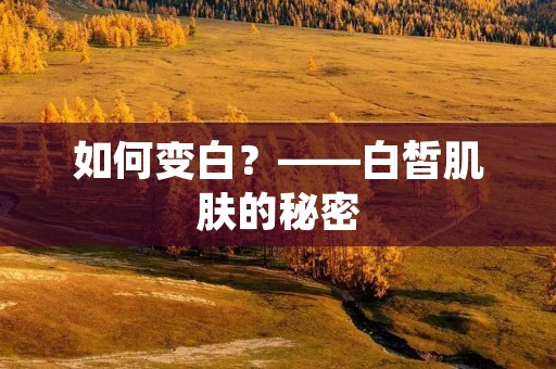 如何变白?——白皙肌肤的秘密 如何变白?——白皙肌肤的秘密