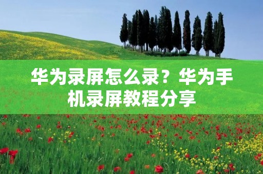 华为录屏怎么录?华为手机录屏教程分享 华为录屏怎么录?华为手机录屏教程分享