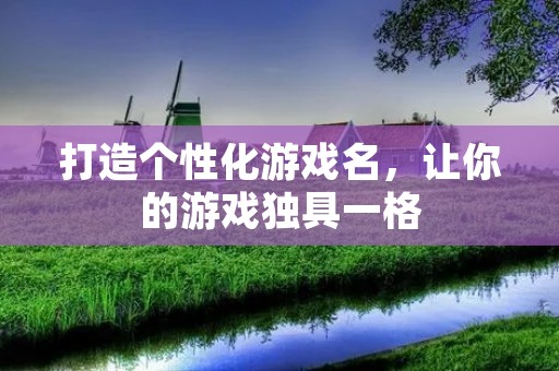 打造个性化游戏名,让你的游戏独具一格