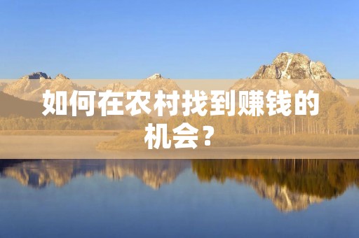 如何在农村找到赚钱的机会？