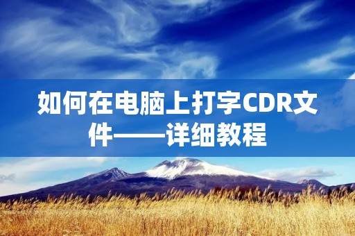 如何在电脑上打字CDR文件——详细教程