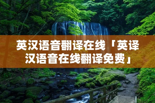 英汉语音翻译在线「英译汉语音在线翻译免费」