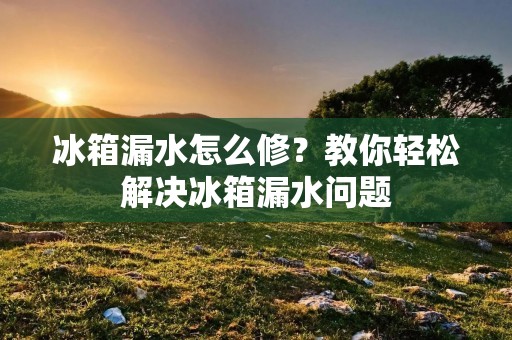 冰箱漏水怎么修?教你轻松解决冰箱漏水问题 冰箱漏水怎么修?教你轻松解决冰箱漏水问题