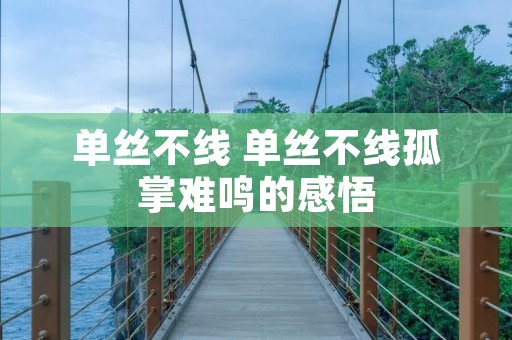单丝不线 单丝不线孤掌难鸣的感悟