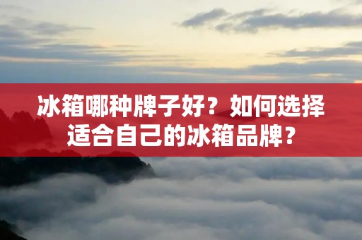 冰箱哪种牌子好?如何选择适合自己的冰箱品牌? 冰箱哪种牌子好?如何选择适合自己的冰箱品牌?