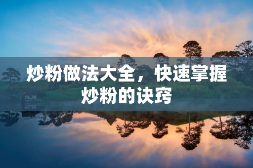 炒粉做法大全,快速掌握炒粉的诀窍 炒粉做法大全,快速掌握炒粉的诀窍