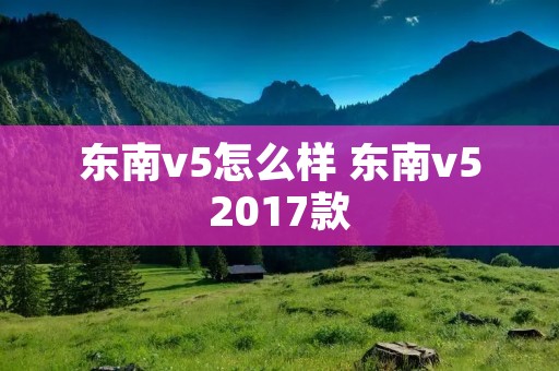 东南v5怎么样 东南v52017款 东南v5怎么样 东南v52017款