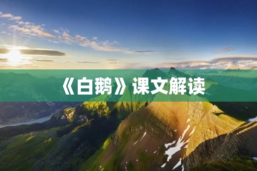 《白鹅》课文解读：探究爱与牺牲