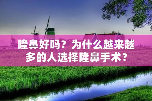 隆鼻好吗?为什么越来越多的人选择隆鼻手术? 隆鼻好吗?为什么越来越多的人选择隆鼻手术?