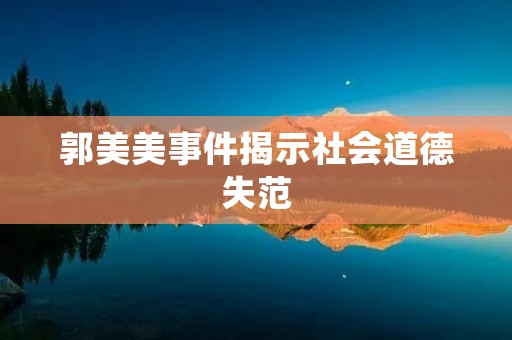 郭美美事件揭示社会道德失范 郭美美事件揭示社会道德失范