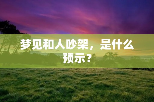 梦见和人吵架,是什么预示?