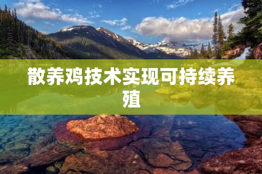 散养鸡技术实现可持续养殖