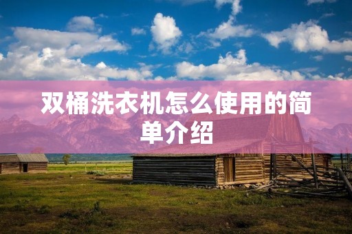 双桶洗衣机怎么使用的简单介绍