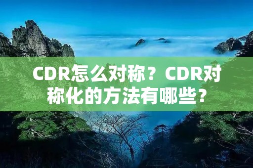 CDR怎么对称?CDR对称化的方法有哪些? CDR怎么对称?CDR对称化的方法有哪些?