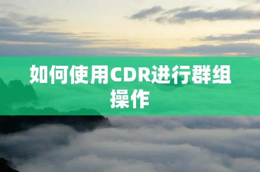 如何使用CDR进行群组操作 如何使用CDR进行群组操作