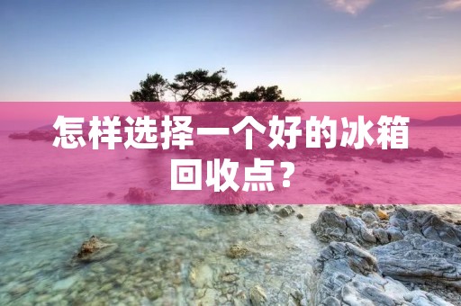 怎样选择一个好的冰箱回收点？